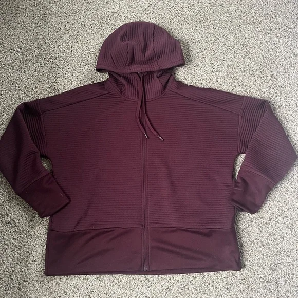 Women’s Maroon Cropped Nike Zip Up Size M - Picture 2 of 4